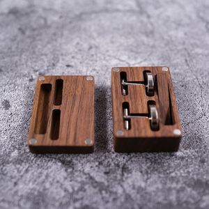 Solid North American <b>Black</b> Walnut Cufflink and <b>Tie</b> Clip Gift Set with Portable Small Wooden Storage Box Elegant <b>Mens</b> - Product Image 3