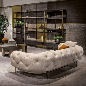 Muebles para el Hogar, Decoración, Juego de Sofás Italianos para Sala de Estar, Sofás Chesterfield de Tela Posmodernos Personalizados con Botones, de Tres Plazas - Product Image 2