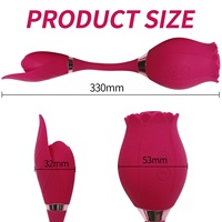 Jouet sexuel pour femmes, vibrateur en forme de rose rouge, silicone, vibrateur pour lécher le clitoris, langue magique pour les mamelons
