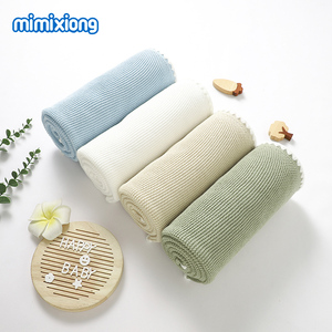 New Arrival Mimixiong OEKO Tex Handmade Shell Edge Solid Color Newborn <strong>Baby</strong> Swaddle <strong>Bedding</strong> <strong>Baby</strong> Knitted Blankets - Product Image 2