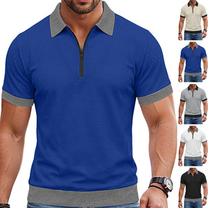 <span class=keywords><strong>Polo</strong></span> da uomo a maniche corte in stile europeo-americano, con mezza zip, in maglia waffle, a blocchi di colore, con risvolto, vestibilità ampia, <span class=keywords><strong>taglie</strong></span> <span class=keywords><strong>forti</strong></span> - Product Image 2