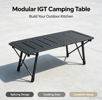 Table pliante légère en aluminium IGT, table portable d'extérieur pour le camping, le pique-nique, le barbecue, la pêche et les voyages en camping-car