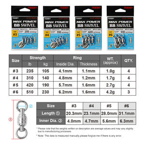 NOEBY Force Durabilité Max Puissance Soudé Anneau Solide Coulée Jigging <span class=keywords><strong>Jeu</strong></span> BB Swivel Pêche - Product Image 3