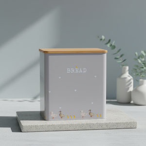 Color Powder Coated Metal <strong>Large</strong> <strong>Bread</strong> <strong>Bin</strong> with Bamboo Cover Rectangle Shape Injection-Molded Household Food Container - Product Image 2