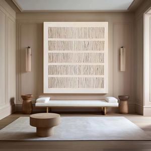 Arte Mural Moderno y Neutral, Arte Mural 3D, Lienzo Texturizado Neutral, Arte Wabi Sabi para Decoración Moderna del Hogar y Galería - Product Image 1