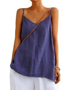 Casual <b>Loose</b> Simple Trendy Chic Breathable Short Korean Style Harajuku Camisole Femme Coton Linen <b>Tops</b> for Women - Product Image 1