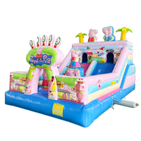 Château gonflable sur le thème des cochons pour enfants, toboggan extérieur ludique, équipement d'amusement, couleur personnalisée, PVC léger, CE