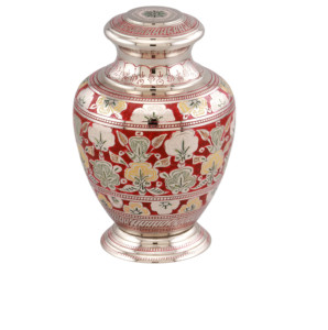 Urnas de cremación para adultos de latón de alta calidad con grabado y diseño de manzana Esmalte de color rojo y gris terminado para cenizas humanas - Product Image 6