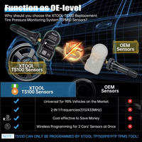 Capteur de pression des pneus en caoutchouc XTOOL TS100 PRO TPMS, réparation des pneus, surveillance de la pression, 315 MHz, 433 MHz, 2 en 1, programmable