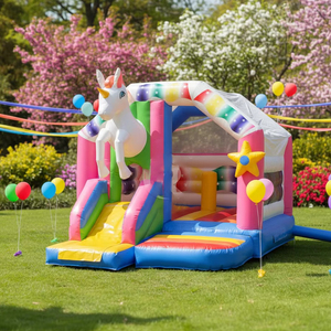 Château gonflable commercial en PVC pour enfants avec toboggan, combo château gonflable arc-en-ciel, maison de rebond à vendre - Product Image 1