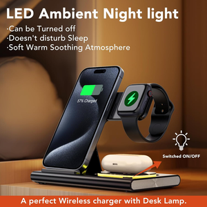 सेब उत्पादों के लिए 1 फोल्डेबल चार्जिंग स्टेशन, फास्ट वायरलेस चार्जर ट्रैवल डॉक एडाप्टर और आईफोन के लिए लाइट 17 16 - Product Image 6