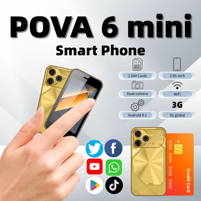 Hot Selling Mini Smartphone Pova 6 Mini Phone Kid's Smartphone Small Touchable Screen Dual SlM Card with HD Screen