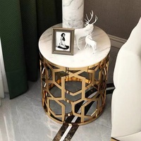 Table basse en acier inoxydable creux, style luxe léger, design minimaliste italien, plateau en marbre, ovale créatif, pour salon