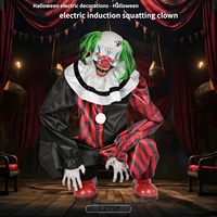 Décoration d'Halloween : Clown Fantôme Effrayant Animé à Détection de Mouvement, Accessoire Suspendu pour Maison Hantée, Décoration Horreur pour Jardin