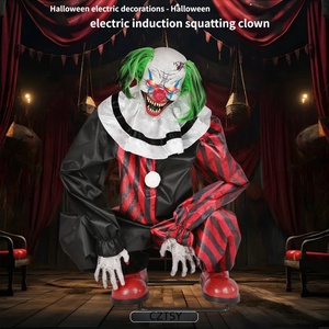 Décoration d'Halloween : Clown Fantôme Effrayant Animé à Détection de Mouvement, Accessoire Suspendu pour Maison Hantée, Décoration Horreur pour Jardin - Product Image 1