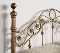 Cadre de lit en métal de style victorien vintage, lit en fer bronze antique avec tête et pied de lit décoratifs