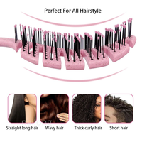 Brosse démêlante incurvée avec lame en forme de feuille pour femmes et enfants aux cheveux bouclés, brosse à cheveux professionnelle ventilée anti-nœuds pour cheveux humides ou secs, séchage au sèche-cheveux