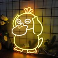 Lampe néon LED en forme de canard de dessin animé, transformateur USB, multicolore, pour chambre d'enfant, fête d'anniversaire, publicité, néons pour entreprises