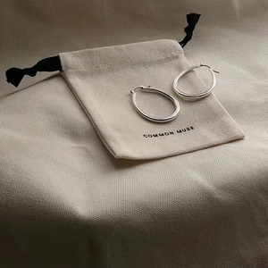 Hot Sale Promotional Double Black Grosgrain Silk String Canvas <b>Pouch</b> Custom Logo Cotton Linen Odm Oem Promotional <b>Drawstring</b> Bag - Product Image 3