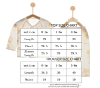 Ensemble nouveau-né en jersey côtelé à manches longues, motif dessin animé, décontracté, uni, respirant, léger et doux pour la peau, idéal pour l'été