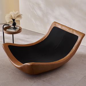 Sillón Reclinable <span class=keywords><strong>de</strong></span> Cuero Genuino <span class=keywords><strong>de</strong></span> Estilo Nórdico Italiano Minimalista para Sala <span class=keywords><strong>de</strong></span> Estar, Mueble <span class=keywords><strong>de</strong></span> Alta Gama para Dormitorio con Patas <span class=keywords><strong>de</strong></span> Madera - Product Image 5