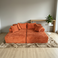 Conjunto de Sofá Cama Convertible de Tela con Relleno de Esponja, sin Marco, en Forma de L, para Apartamento, Villa, Hotel, Habitación de Huéspedes y Oficina