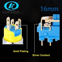KANGERLE Interrupteur à bouton-poussoir autobloquant en acier inoxydable 16 mm IP67 IK10 Étanche 12V LED Illuminé