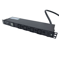 Gelongtu 1U 19 pouces PDU L6-30P/L6-50P, entrée 7200W, sortie 12C13+4C19, protection contre les surcharges, boîtier métallique, compteur de courant et de tension