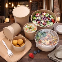 Gobelet à soupe en papier kraft jetable écologique imprimé sur mesure pour l'emballage de plats à emporter