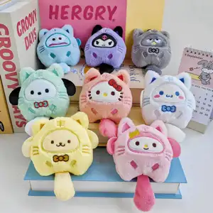 Yubon Sanrioed Plush Doll Keychain Melody Cinnamoroll Pochacco Cute Key Ring Cartoon Plushies Bag Pendant Gift Kids Toys