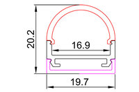 Profilé LED plat en aluminium de 2020 mm à montage en surface, série 6000, anodisé, pour éclairage d'angle, poignée OEM, éclairage de cuisine