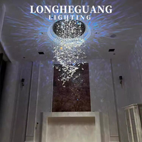 Lustre en cristal de villa traditionnelle pour bâtiment duplex élégant grande suspension pour escalier d'hôtel hauteur réglable de luxe