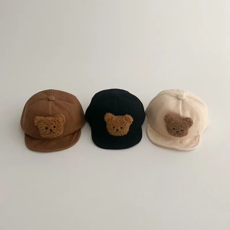 2022 Spring Baby Baseball Cap For Girl Boy Infant Cotton Soft Brim Hats Children Cute Bear Toddler Sun Hat
