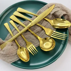 Modern Golden Cutlery Set Fork And Knife Set 304 Stainless Steel Spoon And Teaspoon Set Black Silver Flatware