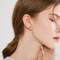 Bijoux hypoallergéniques S925 Sterling Silver Heart Crystal Girafe Stud Boucles d'oreilles