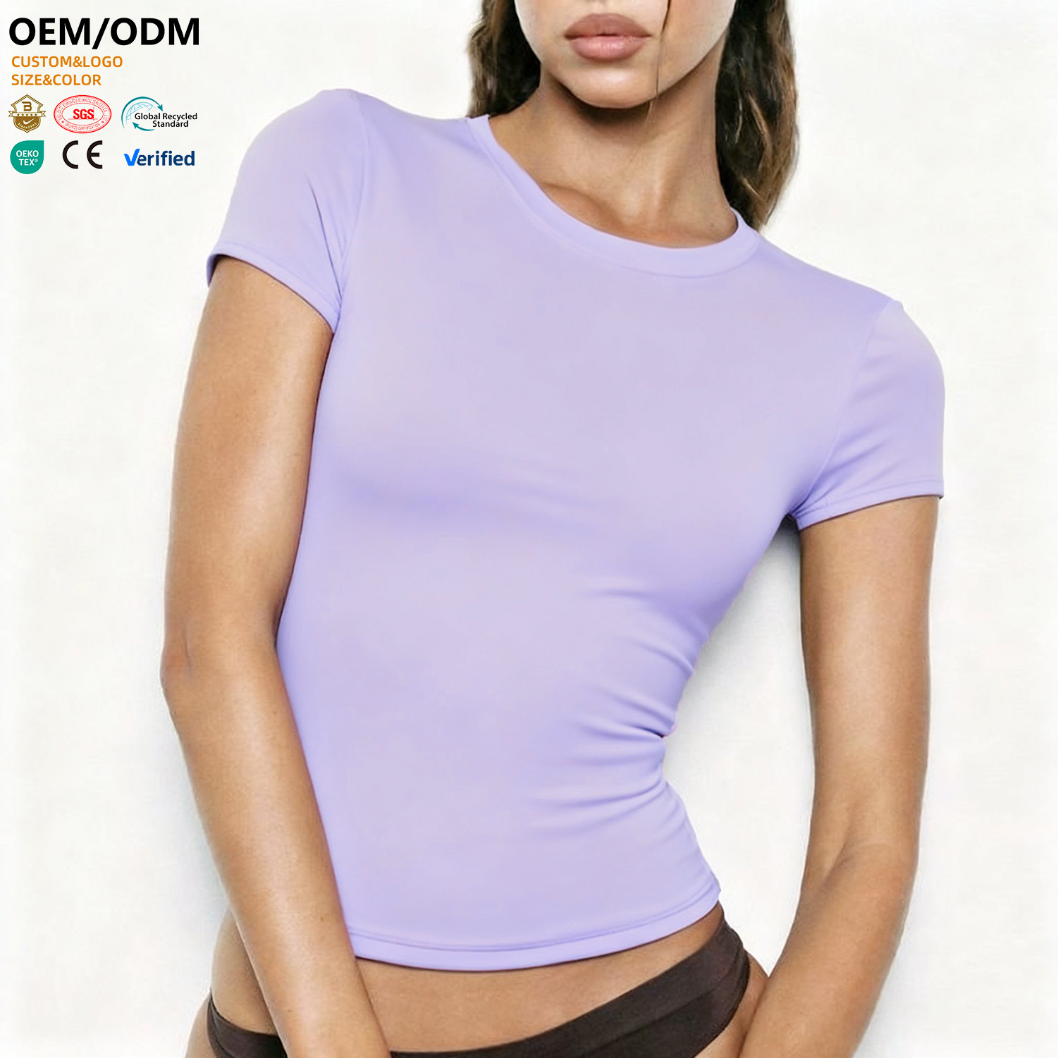XW-ADX8002 Adult Solid Pattern Sportswear Breathable Quick Dry T Shirt Fashion Outside Fitness Tight Design Women Yoga Top