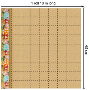 กระดาษห่อของขวัญคราฟท์ลายอีสเตอร์แบบดั้งเดิม พิมพ์ลายไข่และดอกไม้ - Product Image 4