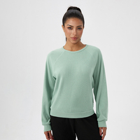 Groothandel Wafel Ronde Hals Sport Lange Mouw T-shirts Dames Losse Yoga Fitness Kleding Hardlopen Plus Size Atletiek Shirt