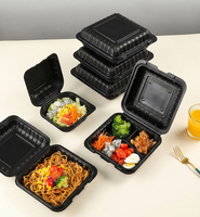 Boîtes à lunch jetables de haute qualité Bingo en MFPP, 8 et 9 pouces, blanches/noires, pour hôtels, restaurants, snacks et nouilles
