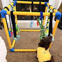 Aire de jeu pour chien en PVC écologique, résistante aux morsures, réglable, avec jouets suspendus pour l'entraînement et l'exercice des chiots en intérieur et en extérieur