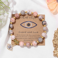 Bracelet Perlé Extensible Œil de Démon Rétro Entier en Pierres Semi-Précieuses 8mm, Bijou Énergétique de Guérison en Cristal