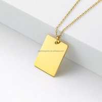 Collar de cadena chapado en oro de 18K con logotipo personalizado para mujer, colgante cuadrado con inicial de acero inoxidable con grabado de letras, nombre