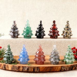 ручной резной драгоценный камень, натуральный лечебный смешанный материал, Хрустальная Рождественская елка, резьба для подарков - Product Image 3