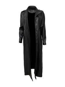 Nouvelle veste en cuir PU <span class=keywords><strong>longue</strong></span> pour <span class=keywords><strong>femme</strong></span>, tendance automne-<span class=keywords><strong>hiver</strong></span>, col cardigan, boutons, style streetwear, polyvalente et chaude - Product Image 4