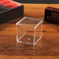 Boîte carrée en plastique transparent PS de 4,5 cm avec couvercles supérieur et inférieur, emballage alimentaire recyclable pour gâteaux et bonbons, logo personnalisé