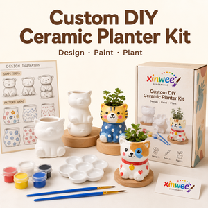 Pot à succulentes en forme d'animal, Peignez votre propre <span class=keywords><strong>poterie</strong></span>, Kit de peinture céramique DIY, Mini pot de fleurs, Ensemble d'artisanat <span class=keywords><strong>pour</strong></span> enfants, <span class=keywords><strong>Poterie</strong></span> en bisque blanche - Product Image 1