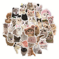 50 autocollants en vinyle PVC amusants pour chat, personnalisés, imperméables, mignons, pour journal, vélo, style Kawaii