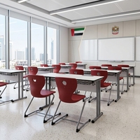 Fournisseurs de mobilier scolaire pour salles de classe, pupitre d'élève avec deux chaises