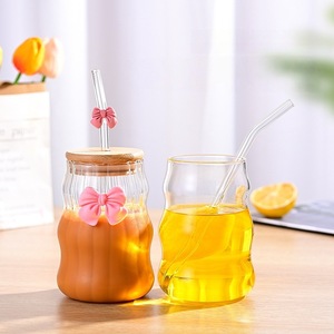 Gobelet à eau écologique avec couvercle en bambou, <span class=keywords><strong>design</strong></span> mignon avec nœud, pour usage domestique, jus, café, fête, logo personnalisable - Product Image 2