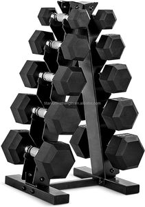 Nhà máy bán buôn bán phòng tập thể dục tùy chỉnh quả tạ cao su Hex dumbell đặt trọng lượng miễn phí HEX quả tạ cho sử dụng thương mại - Product Image 3
